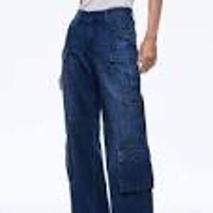 Alice + Olivia Cay Baggy Denim Cargo Love Train Wash Size 32